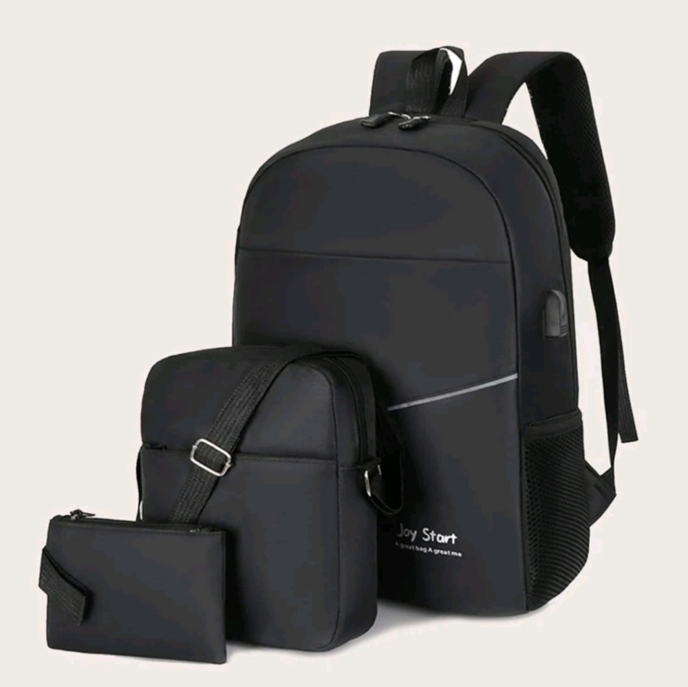 NEW Black 3 Piece Backpack Set